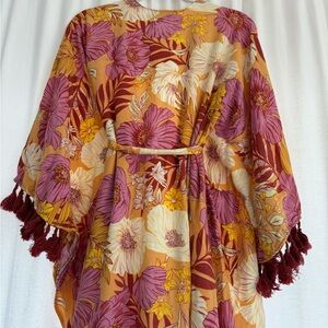 Vici Floral Kimono Robe with tassels Size S